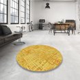 thumbnail image 4 of Ahgly Company Tapis Rond Lavable en Machine Intérieur Transitionnel Or Jaune Vif, 5 Pieds Rond, 4 of 7