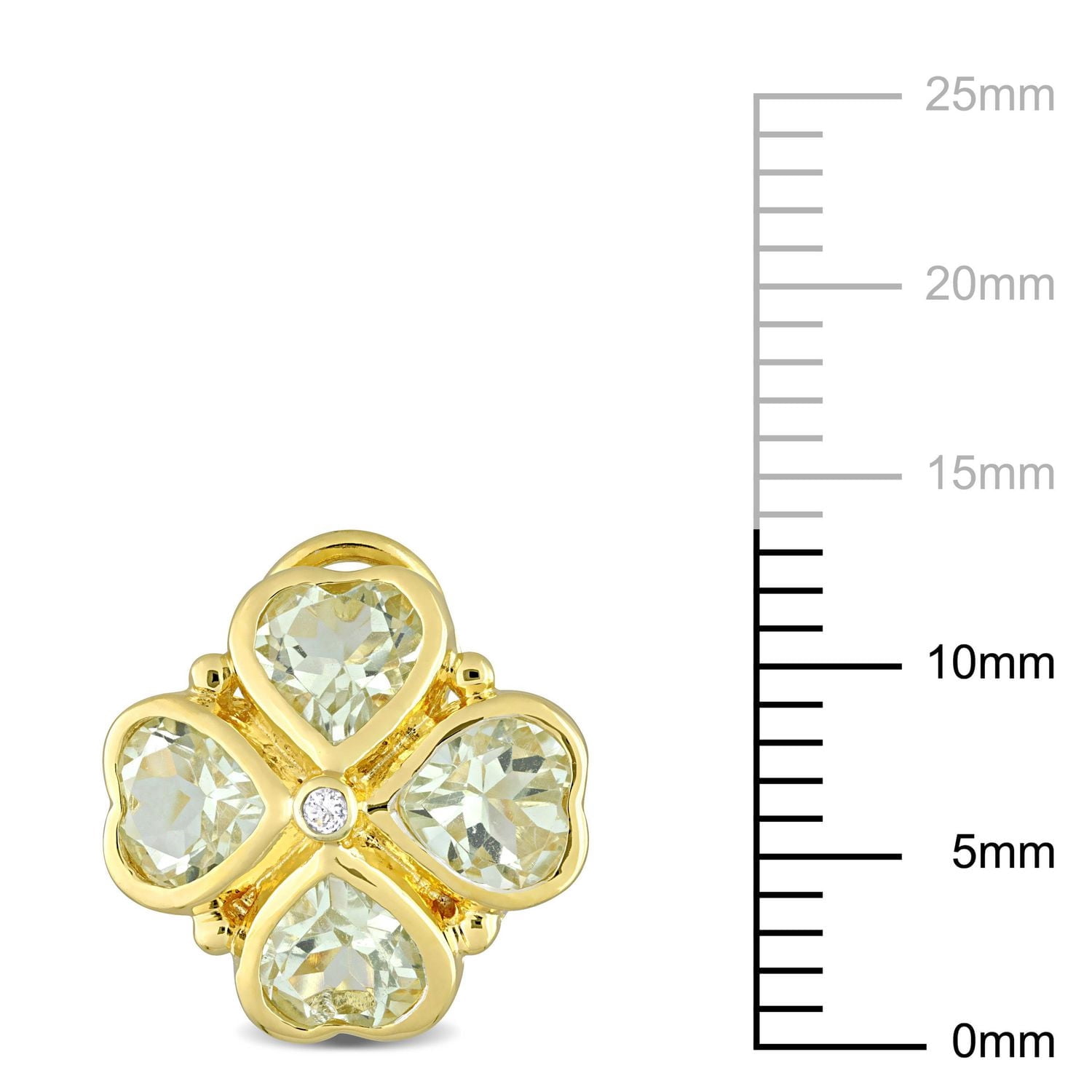 Miabella 3-1/4 Carat T.G.W. Green Quartz Yellow Rhodium-Plated Sterling Silver Clover Stud Earrings