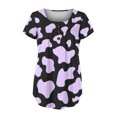 thumbnail image 4 of SMihono Hauts pour Femmes Été Chic Décontracté T-Shirt à Col Rond pour Femmes avec Imprimé Vache Couvrant Haut à Manches Courtes pour Femmes T-Shirt Oversize pour Femmes, 4 of 5
