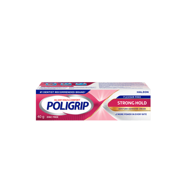 Poligrip Flavour Free Denture Adhesive Cream, Zinc Free, 40 Grams