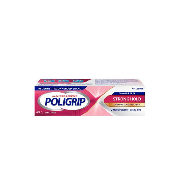 Poligrip Flavour Free Denture Adhesive Cream, Zinc Free, 40 Grams
