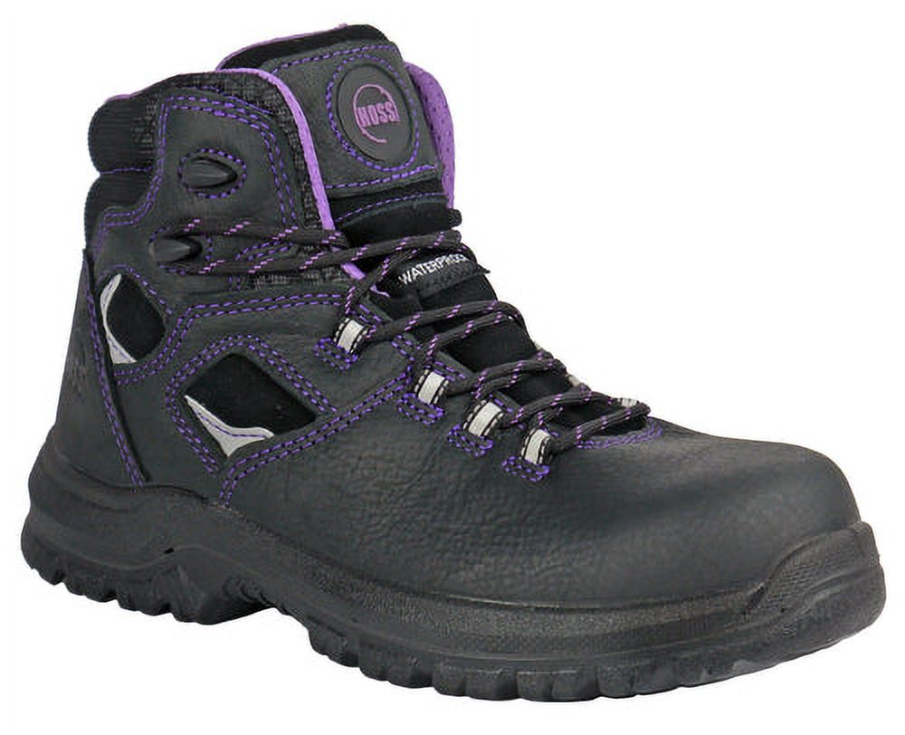 HOSS Women's 6" Lacy Composite Toe Waterproof Work Boot Black Buffalo Leather - 70120