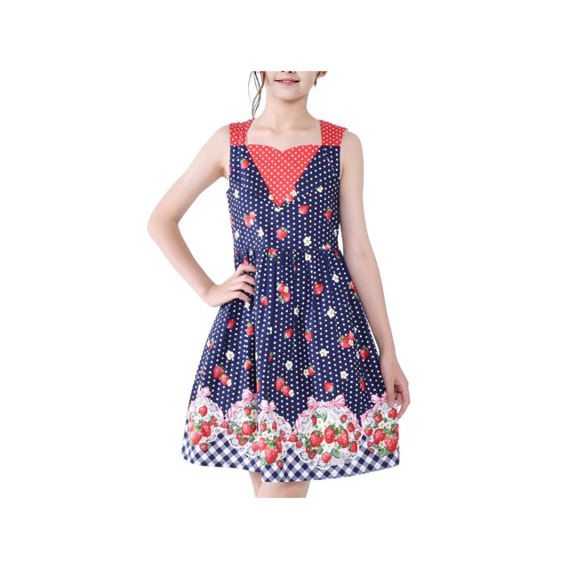 Robe Fille Bleu Marine Robe Vintage Années 50 Fraise à Pois 8 Ans