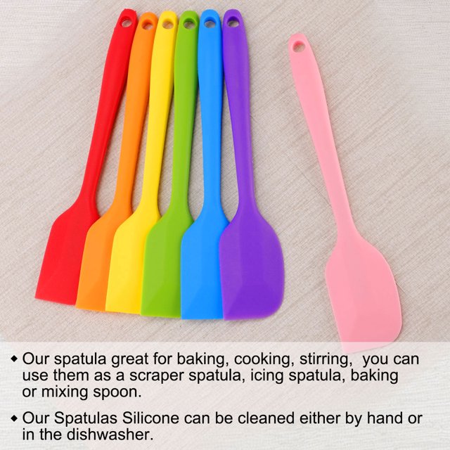 Unique Bargains 4 Pcs Kitchen Cooking Silicone Spatula Set Heat Resistant Turner Scraper Baking Utensils Orange Blue Purple Green