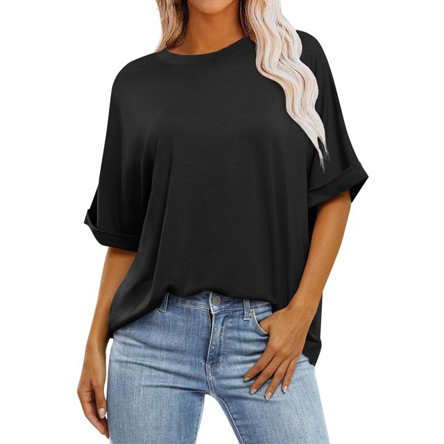 Timegard Hauts Grande Taille pour Femmes Coton Lin Col en V Cranté Bouton Manches Courtes Blouse Ample Décontractée