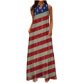 thumbnail image 2 of Robes d'Invitée de Mariage d'Été pour Femmes 2023 Mode Femmes Décontracté Col en V Robes à Imprimé de la Fête de l'Indépendance Robe d'Été Sans Manches à Enfiler Robe à Manches Courtes en Liquidation, 2 of 4