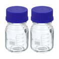 thumbnail image 1 of Unique Bargains 100mL Clear Reagent Media Graduated Glass Storage Bottle Blue Cap 2 Pack, 1 of 5