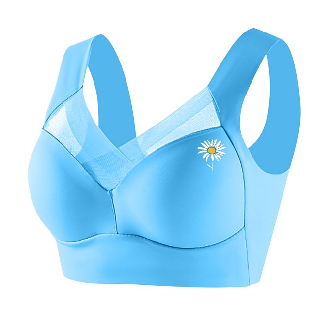 ManxiVoo Wireless Comfort Bras Full Coverage Minimizer with Adjustable Straps and Side Support for Everyday Wear Smooth T-Shirt Design XXXL Size Sky Blue