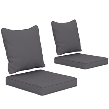 Outsunny Outdoor Chair Cushions with Backrest for Garden Patio, Dark Grey