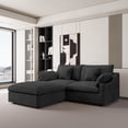 thumbnail image 2 of The Magic Home Canapé Sectionnel Modulaire en L en Lin avec Ottoman, Noir, 2 of 12