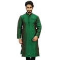thumbnail image 1 of Atasi Kurta Dupion Vert à Col Officier pour Homme, Manches Longues, Chemise Ethnique - Grand, 1 of 7