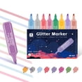 thumbnail image 1 of Dvkptbk Plastics highlighter 8 Pack Metallic Highlighter Pen Set Incline Head Glitter Gel Pens Bright Shiny Markers for Take Notes Diary and Planner Decoration 5ml, 1 of 6