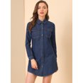 thumbnail image 2 of INSPIRE CHIC Women's Belted Long Sleeves Button Front Denim Shirt Dress, 2 of 6
