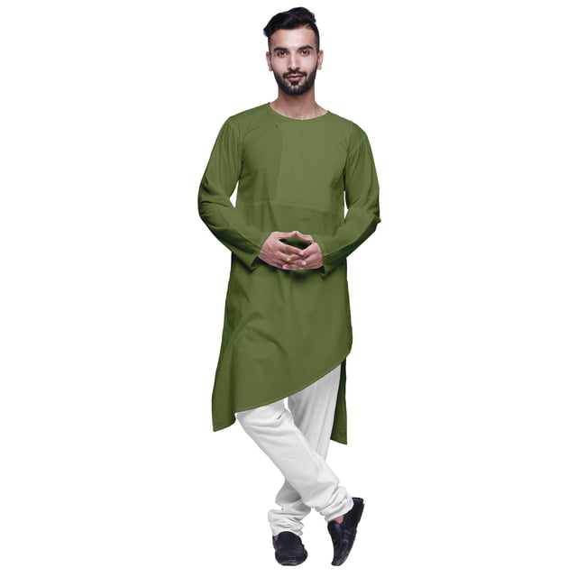 Atasi Kurta-Formen Indiens en Coton Uni à Manches Longues Ethniques pour Garçons