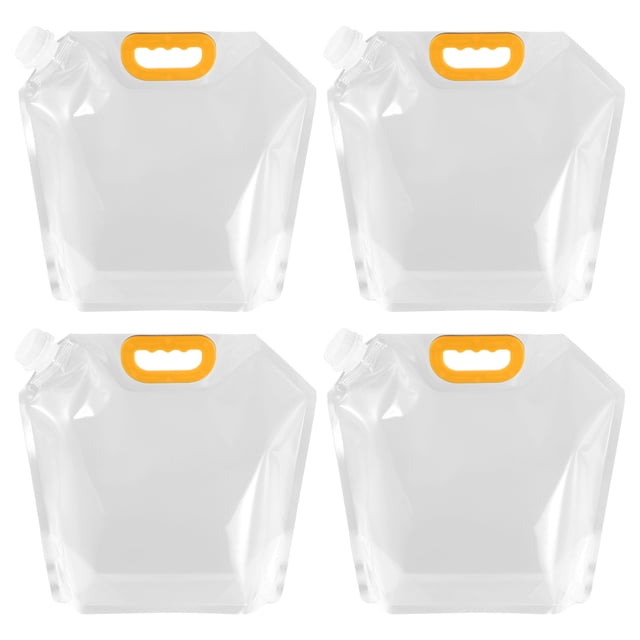 Unique Bargains 5L Collapsible Water Container Bag, Plastic Storage Jug Folding Water Bag, 4 Pack Clear
