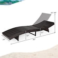thumbnail image 4 of Costway Lot de 2 Chaises Longues Pliantes en Rotin pour Patio, Réglables, Coussin Blanc, 4 of 10