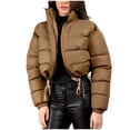 thumbnail image 1 of Économies d'Automne/hiver! srobpty Manteau Matelassé à Manches Longues pour Femmes, Veste à Capuche Décontractée Colorée à Manches Longues pour Dames Kaki, G, 1 of 4