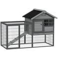 thumbnail image 1 of PawHut Rabbit Hutch Outdoor, 48"L Large Wooden Bunny Cage with Run Box, 1 of 10