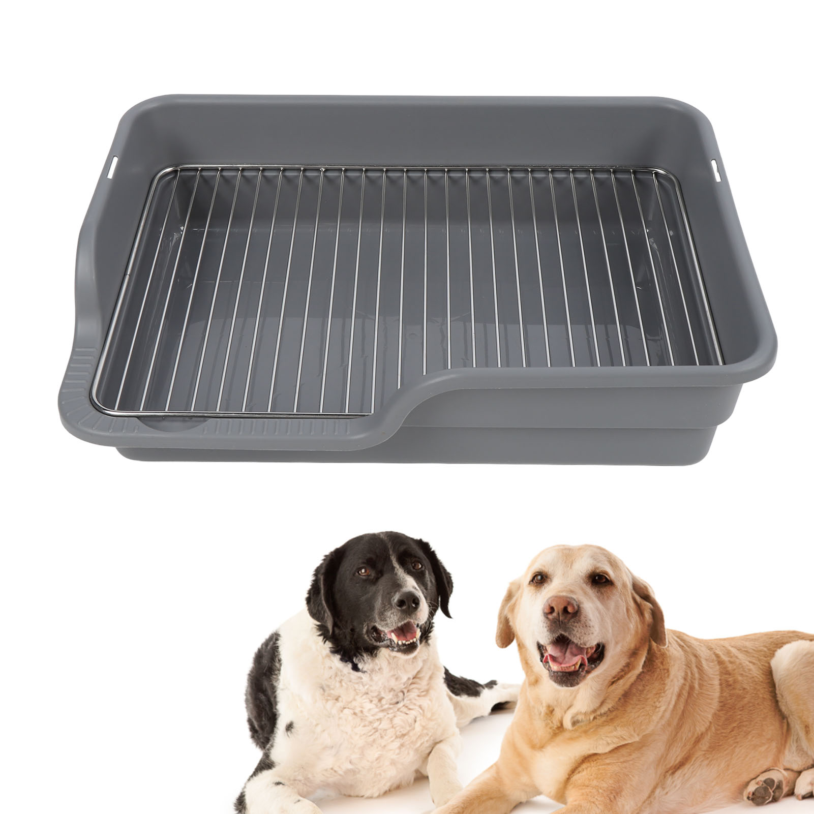 Dog Potty Tray, Sturdy Dog Pee Pad Holder Spill Proof Stainless Steel Grid  For Home Bathroom
