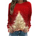 thumbnail image 1 of UPPADA Chandails de Noël pour Femmes, Imprimé d'Arbre de Noël, Chandail à Manches Longues, Hauts à Enfiler, Automne, Chandail Confortable, Chandail à Col Rond de Noël, Liquidation en Liquidation, 1 of 4