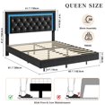 thumbnail image 4 of GloryStar Smart LED Floating Bed, Boucle Upholstered Platform Frame with Diamond Headboard and Solid Wood Slats, 4 of 8