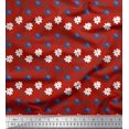 thumbnail image 1 of Soimoi Red Poly Georgette Fabric Swirl & Daisy Floral Printed Fabric 1 Yard 52 Inch Wide, 1 of 1