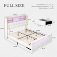 thumbnail image 4 of SIBEDS Bed Frame with Bookcase Storage Headboard and 2 Drawers Linen Cream Upholstered Tufted Wingback Beds, Full, 4 of 9