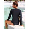 thumbnail image 4 of Charmo Womens Long Sleeve Rash Guard Top Zip Front Sun Protection Swim Shirt UPF 50+, 4 of 6
