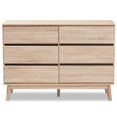 thumbnail image 4 of Baxton Studio Miren Commode Moderne à 6 Tiroirs en Chêne Clair et Gris Foncé, 4 of 10