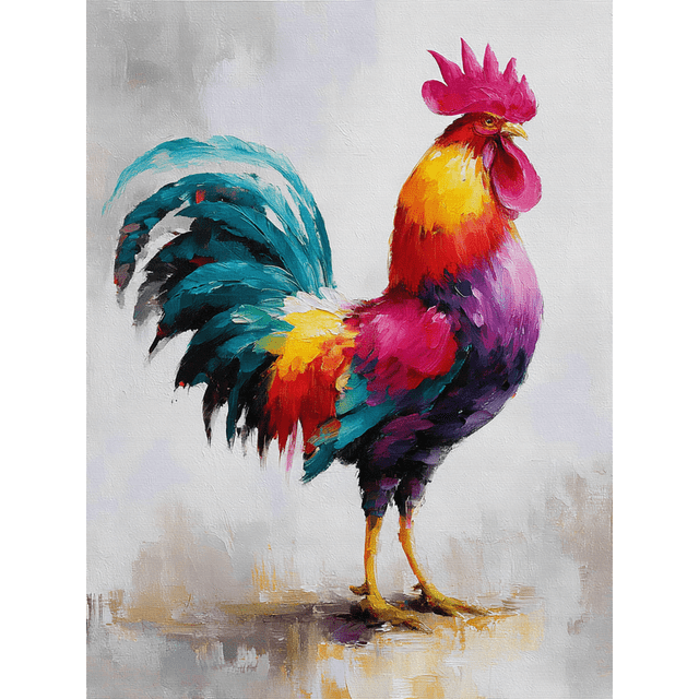 Colorful Rooster Oil Painting Canvas Wall Art 15.75x11.81 Inches