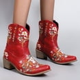 thumbnail image 2 of jsaierl Women Fashion Embroidered Cowboy Riding Boots Casual Warm Middle Heels Middle Tube Short Boots Shoes, 2 of 9