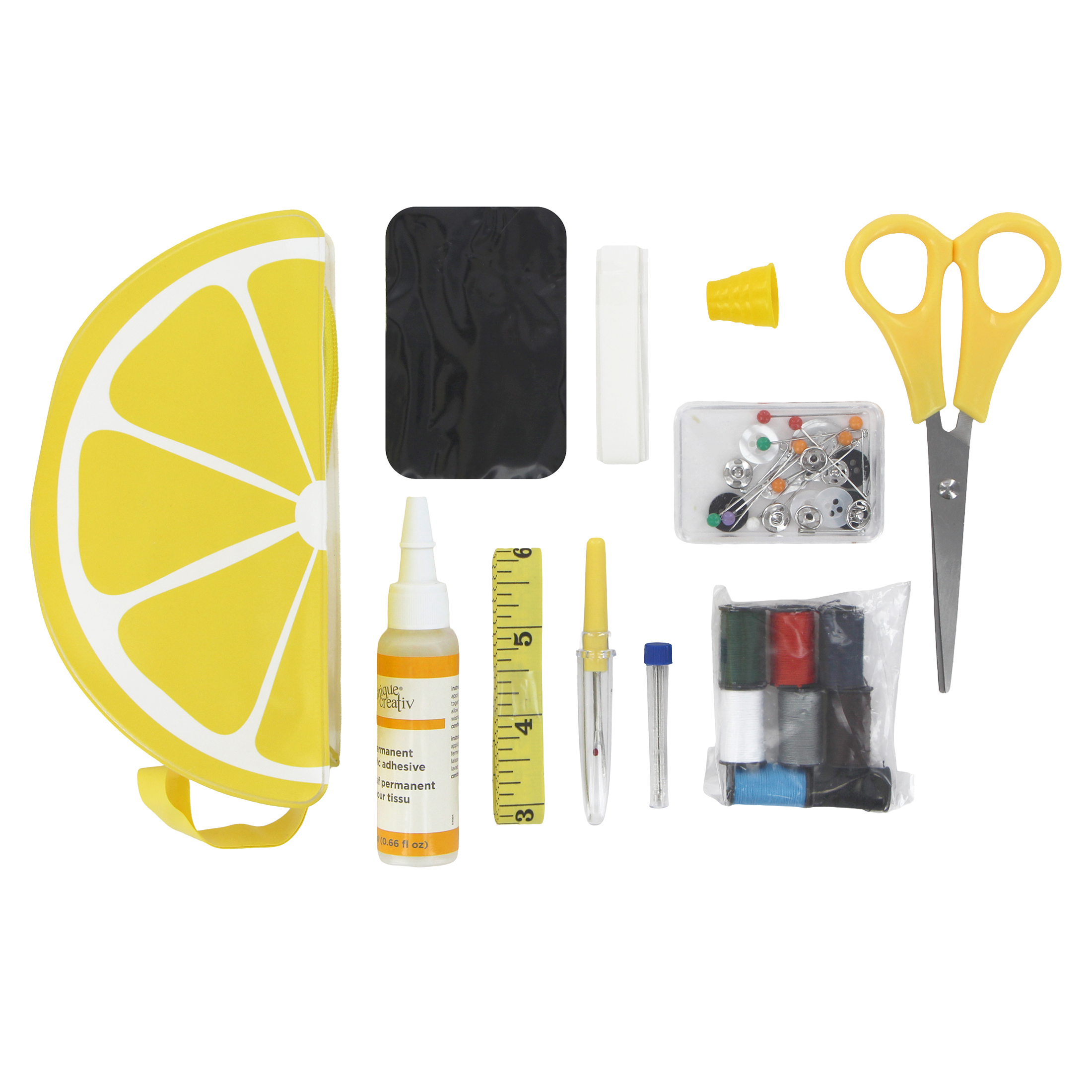 UNIQUE CREATIV Trousse de couture et de réparation de voyage, 50 pièces, Citron, Lime ou Pamplemousse
