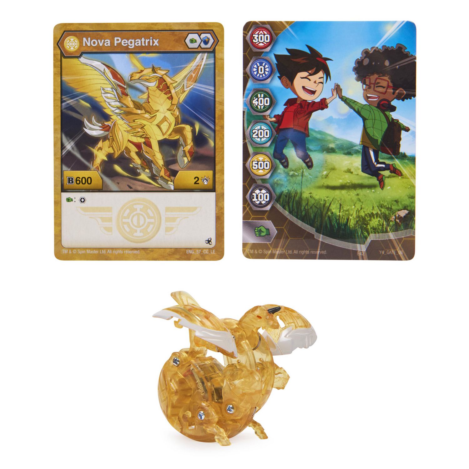 Bakugan Legends, Nova Bakugan, Pegatrix, figurines articulées lumineuses Bakugan, 1 carte Personnage et carte Portail Métallique, jouets pour garçons à partir de 6 ans