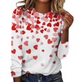 thumbnail image 2 of T-shirts de Saint-Valentin pour Femmes, Chandail en Molleton à Col Rond avec Cœur d'Amour, Chandail Mignon Gnome, Hauts, Tenues, Vêtements, Mode pour Dames, Col Rond, Manches Longues, T-Shirt Imprimé Saint-Valentin, 2 of 4