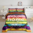thumbnail image 1 of YST Rainbow Pride Comforter Set Welcome To Our Home Bedding Pride Home Decor, People Celebrating International Day for Lgbt Community Colorful Striped Design Bedding Comforters & Sets King, 1 of 6