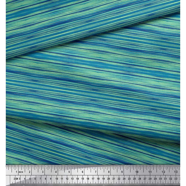 Soimoi Silk Fabric Abstract Stripe Printed Craft Fabric by The Yard 42 Inch Wide