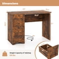 thumbnail image 3 of Costway 43" Home Office Desk Compact Study Writing Desk with 2 Drawers Charging Station Brown, 3 of 10