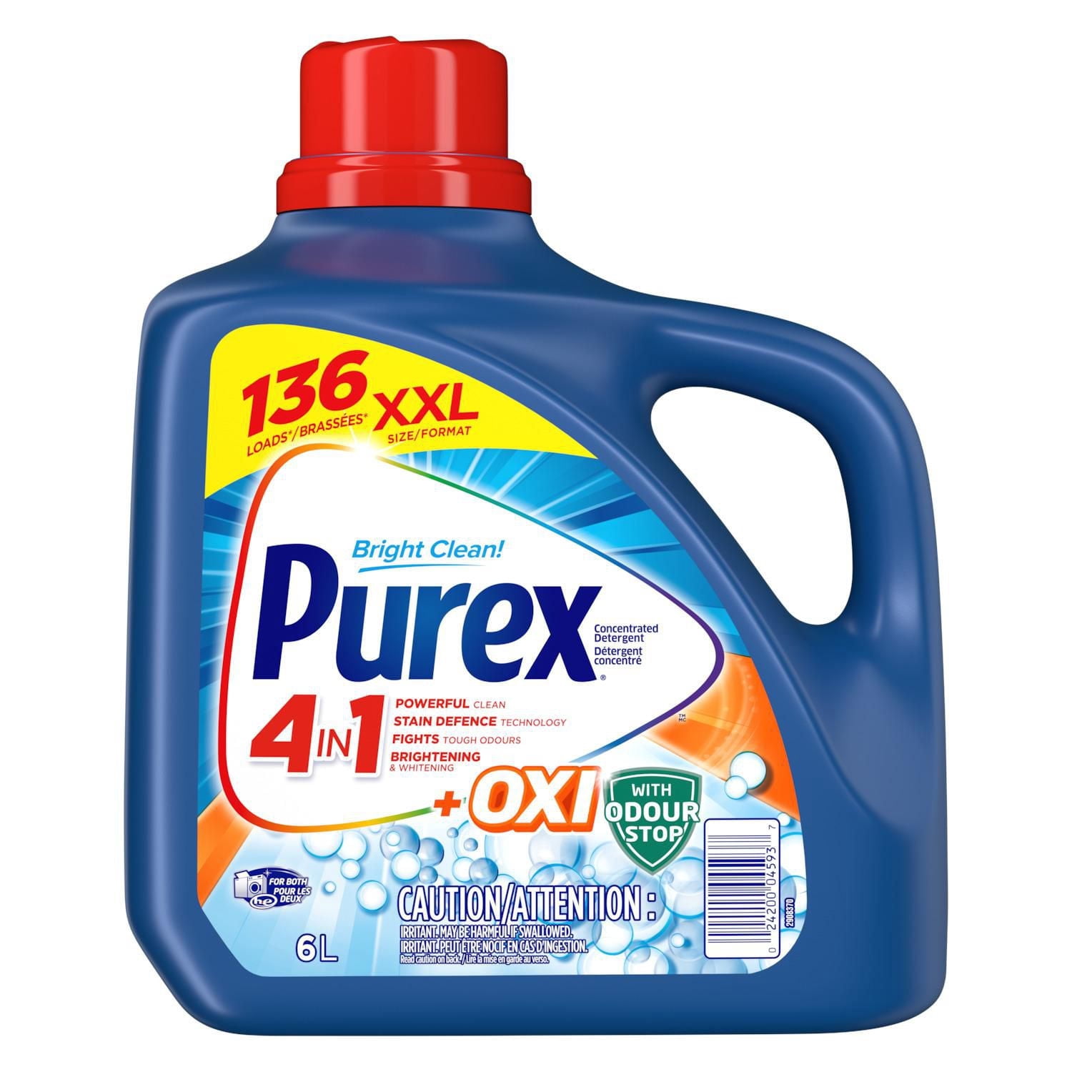 Purex Plus Oxi 4 in 1 Concentrated Liquid Laundry Detergent, 6.0 Litres, 136 Loads