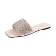 thumbnail image 1 of RKSTN Pantoufles pour Femmes Nouvelles Rétro à Bout Carré Chaussures Plates Sandales Décontractées à Strass Pantoufles,Pantoufles pour Femmes Intérieur Extérieur, 1 of 6