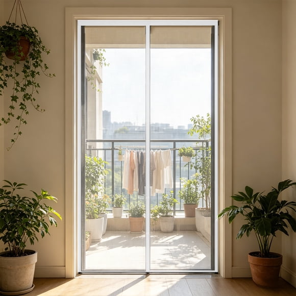 Magnetic Screen Door Mesh Curtain with Self-Sealing Magnets, No Drill Installation, Pet-Friendly, Breathable Polyester, Fits Standard Doors for Patio, Bedroom, Kitchen, Balcony