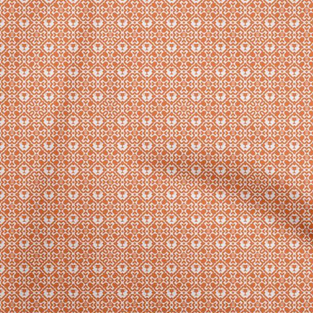 oneOone Cotton Flex Orange Fabric Asian Block Craft Projects Decor Fabric Printed By The Yard 40 Inch Wide