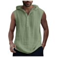 thumbnail image 1 of Qopobobo Mens Muscle Shirts Tank Top Mens Solid Color Simple Csual Fashion Drawstring Button Hooded Vest Top Green,L, 1 of 5