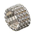 thumbnail image 4 of Maytalsory Bague en Cristal Extensible de Luxe Unique pour Déclaration d'Amour Bague Incrustée à la Mode Argent 4 Rangées 5Ensemble, 4 of 6