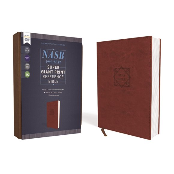 NASB, Super Giant Print Reference Bible (Font Size: 16.5-point), Leathersoft, Brown, Red Letter, 1995 Text, Comfort Print