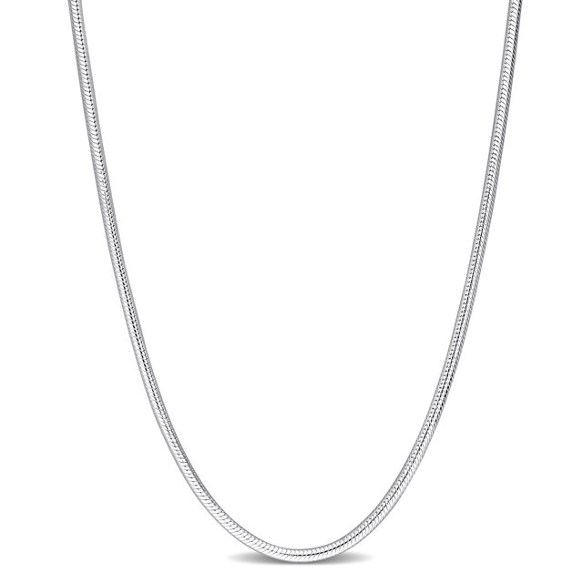 Miabella Sterling Silver Snake Chain Necklace with a 1.9mm wide polished sterling silver snake chain secured by a lobster clasp, shown in a centered front view on white background, suitable as a fine statement necklace in jewellery collections.