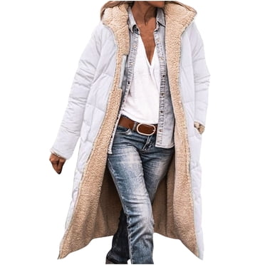 Womens Winter Casual Loose Fashion Color Pocket Zippered Tops Reversible Long Cotton Coat