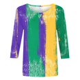 thumbnail image 4 of Penkiiy T-shirt Blouse Décontractée à Manches 3/4 et Col Rond pour Femmes, Impression Mode Mardi Gras, TG Multicolore, 4 of 5