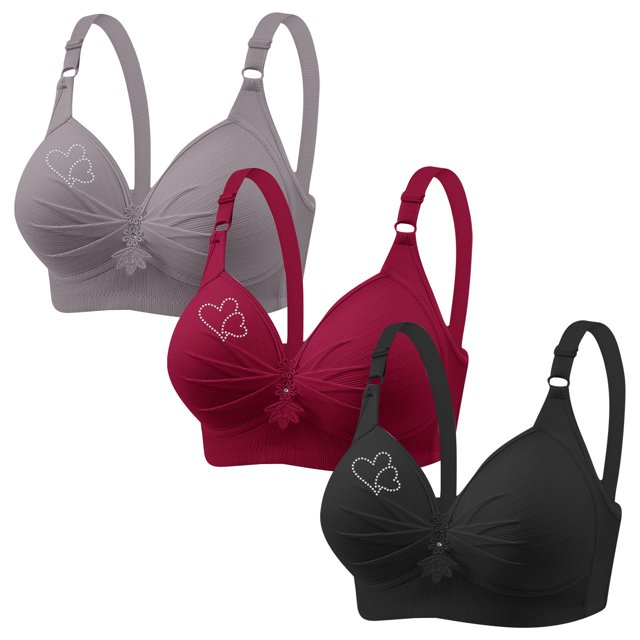 Yuyuzo 3PCS Bras for Women Push up Full Coverage Comfortable Plus Size Soft Seamless Wireless Bras