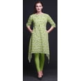 thumbnail image 3 of Bimba Green Ranunculus Floral Women Kurtas Ethnic Printed Asymmetric Summer Wear Tops For Women Large, 3 of 6