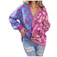 thumbnail image 1 of 2025 Leopard Print Button Up Knit Long Cardigan Long Sleeved Jacket for Cardigan Sweater Open Front, 1 of 8
